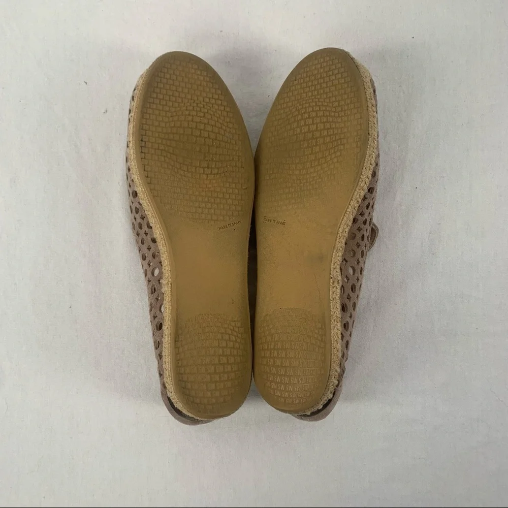 Stuart Weitzman Suede Lasercut‎ Accents Espadrilles Shoes in Taupe Size 7.5